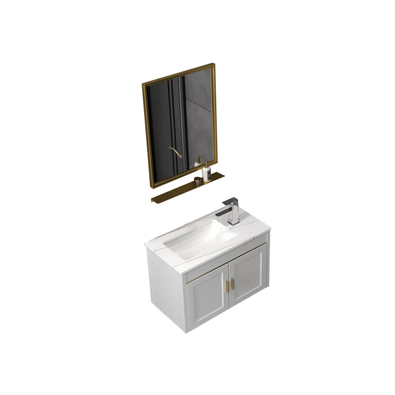 Glam Single Sink Vanity Wall Mount Metal Base Rectangular Bath Vanity