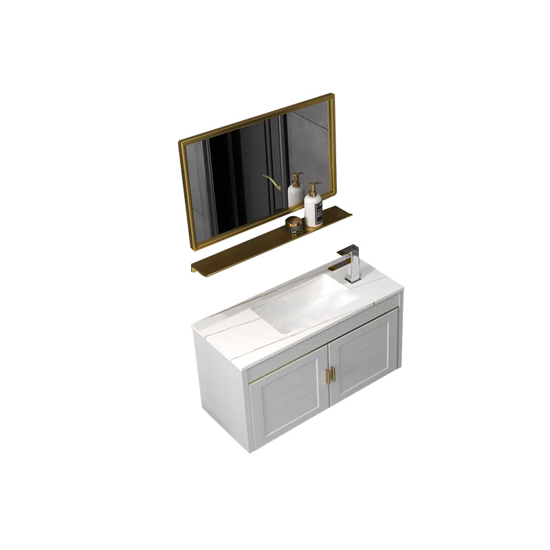 Glam Single Sink Vanity Wall Mount Metal Base Rectangular Bath Vanity