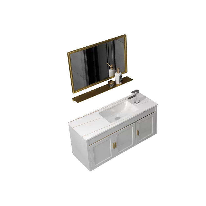 Glam Single Sink Vanity Wall Mount Metal Base Rectangular Bath Vanity