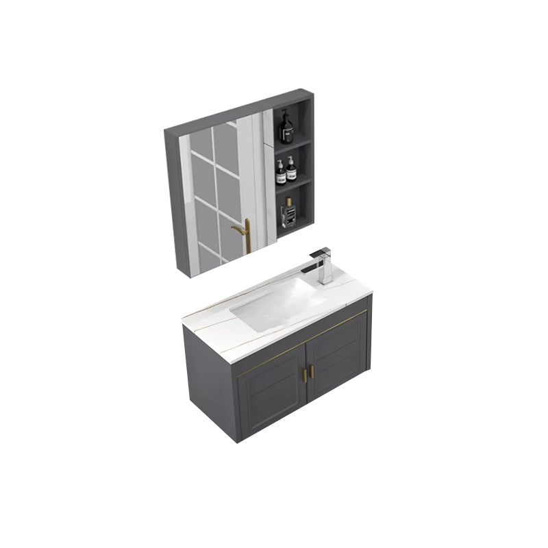 Glam Single Sink Vanity Wall Mount Metal Base Rectangular Bath Vanity