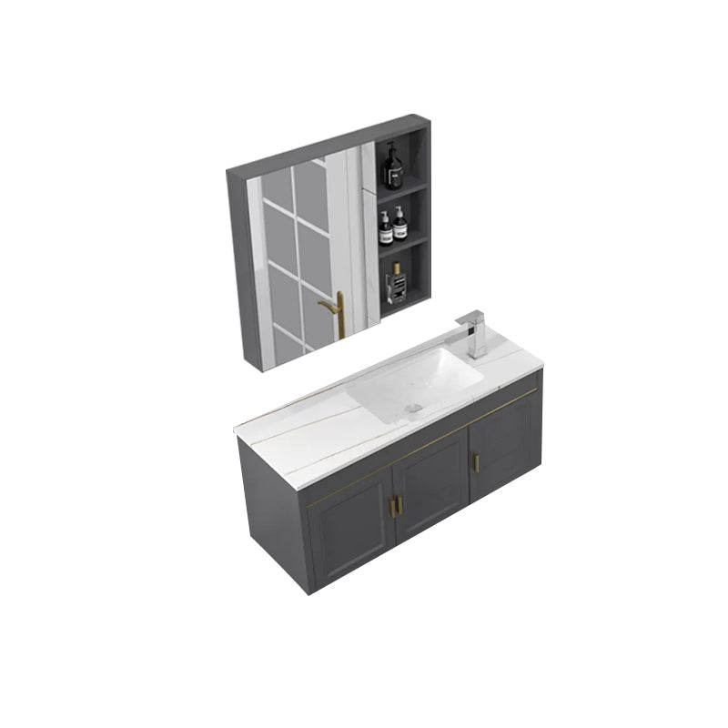 Glam Single Sink Vanity Wall Mount Metal Base Rectangular Bath Vanity