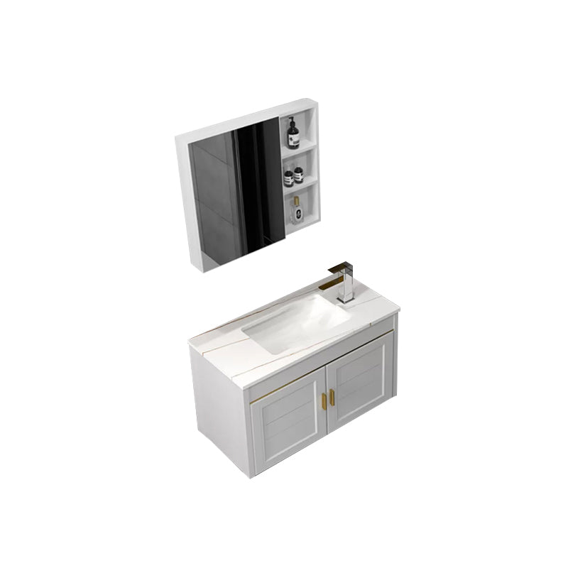 Glam Single Sink Vanity Wall Mount Metal Base Rectangular Bath Vanity