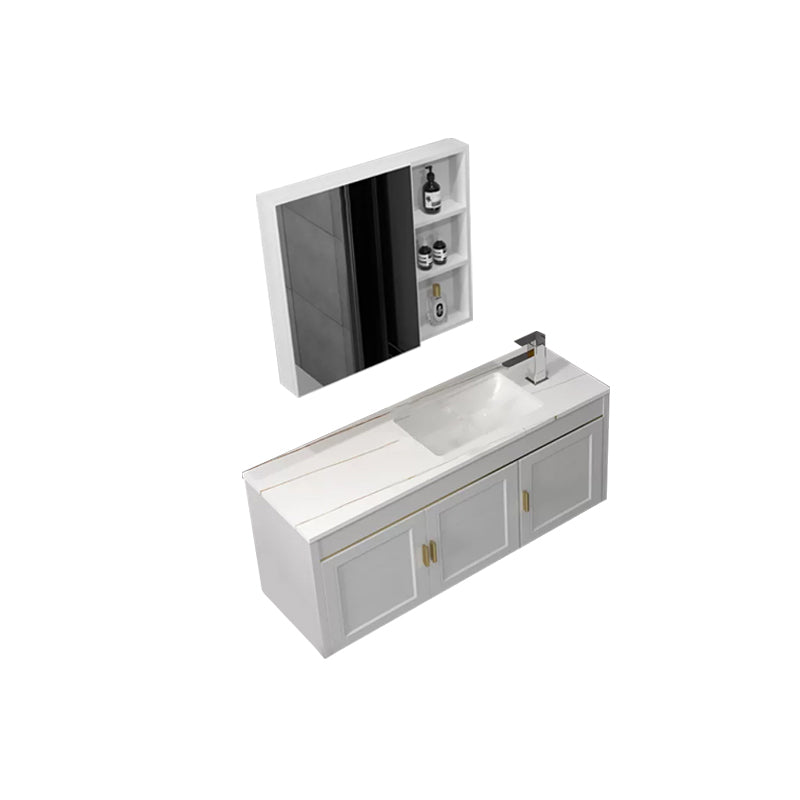 Glam Single Sink Vanity Wall Mount Metal Base Rectangular Bath Vanity