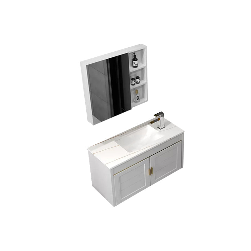 Glam Single Sink Vanity Wall Mount Metal Base Rectangular Bath Vanity