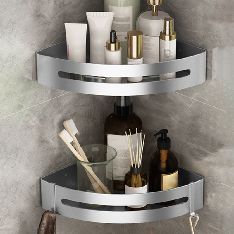 Metal Silver Bathroom Accessory Set Modern 1/2/3 - Piece Bath Shelf Anti-rust