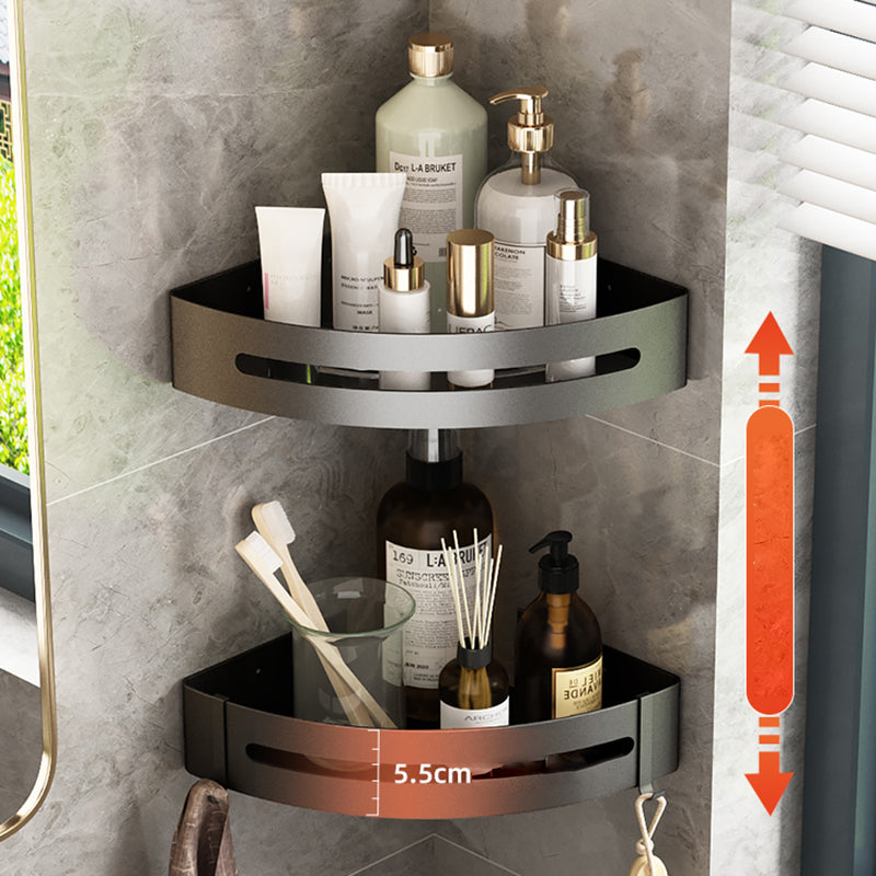 Metal Silver Bathroom Accessory Set Modern 1/2/3 - Piece Bath Shelf Anti-rust