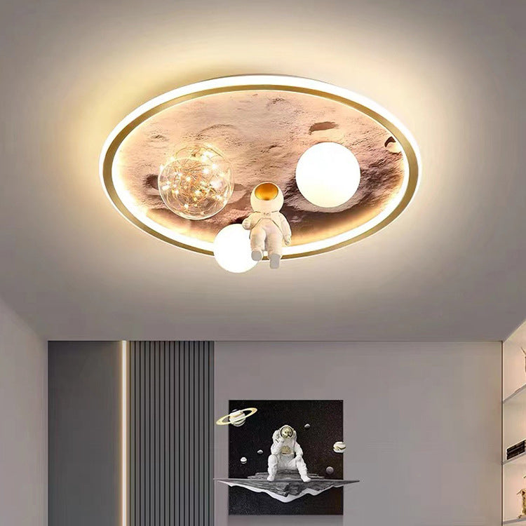 LED Modern Metal Flush Mount Ball Shape Ceiling Light with Acrylic Shade for Living Room