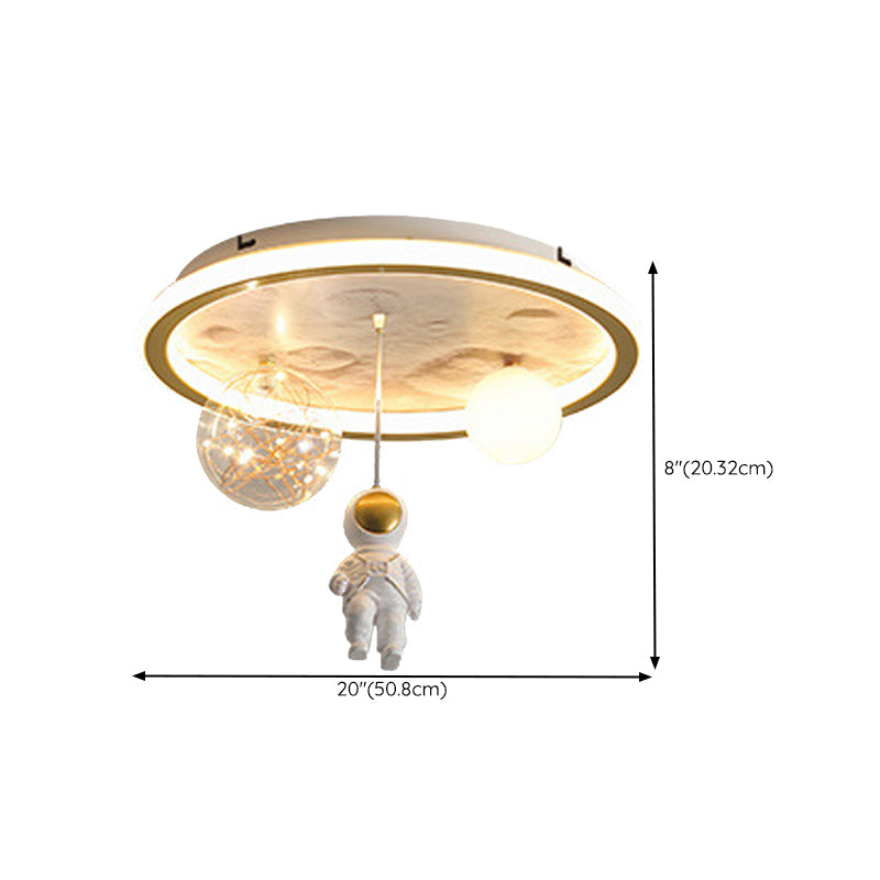 LED Modern Metal Flush Mount Ball Shape Ceiling Light with Acrylic Shade for Living Room