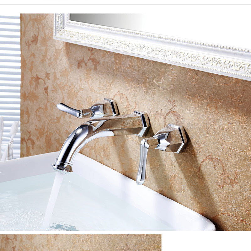 Glam Tub Faucet Wall Mounted Double Handle Low Arc Bath Faucet Trim