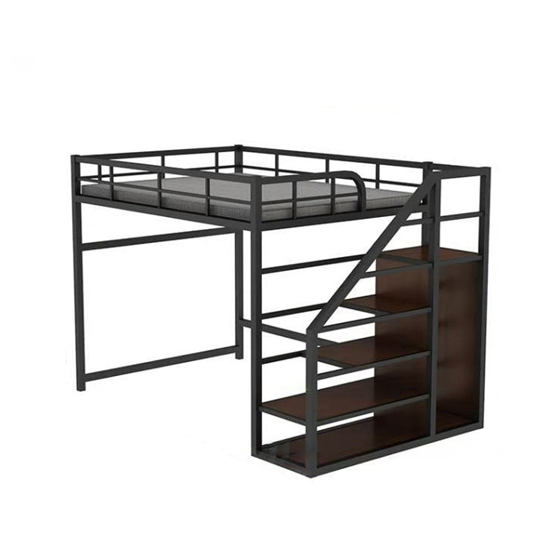 Iron High Loft Bed with Storage Contemporary Full/Queen Loft Bed with Stairway