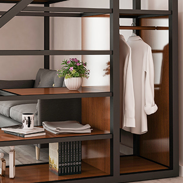 Iron High Loft Bed with Storage Contemporary Full/Queen Loft Bed with Stairway