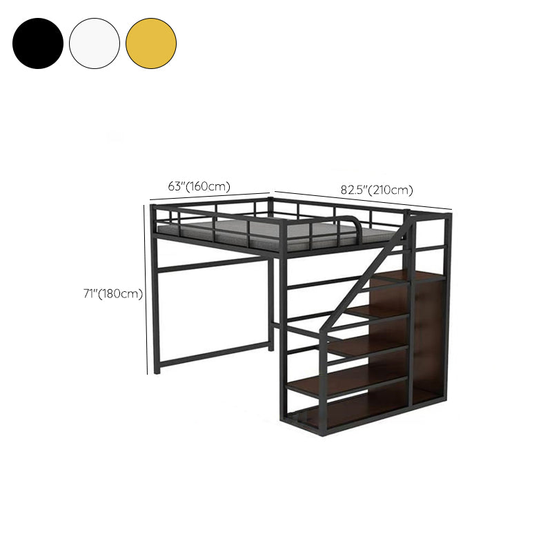 Iron High Loft Bed with Storage Contemporary Full/Queen Loft Bed with Stairway