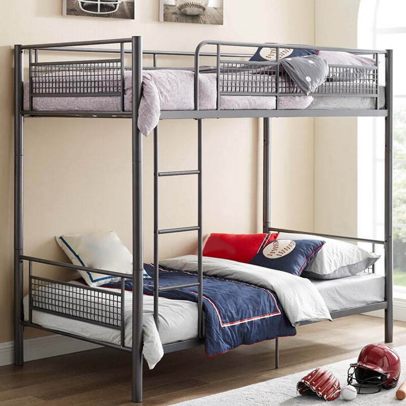 Metal Standard Bunk Bed 74.8" H High Bunk Bed Frame with Built-In Ladder