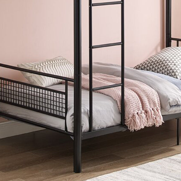 Metal Standard Bunk Bed 74.8" H High Bunk Bed Frame with Built-In Ladder