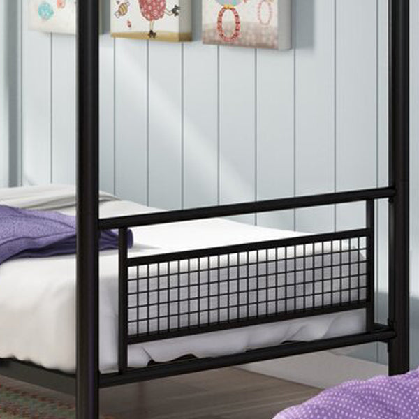 Metal Standard Bunk Bed 74.8" H High Bunk Bed Frame with Built-In Ladder