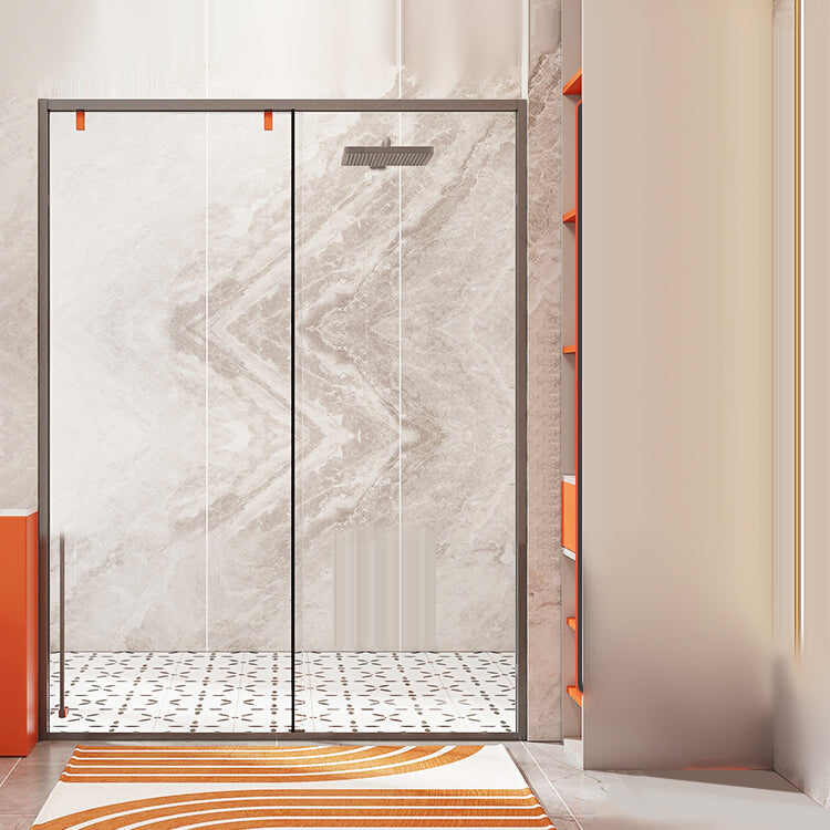 Silver Semi Frameless Shower Doors Single Sliding Shower Bath Door