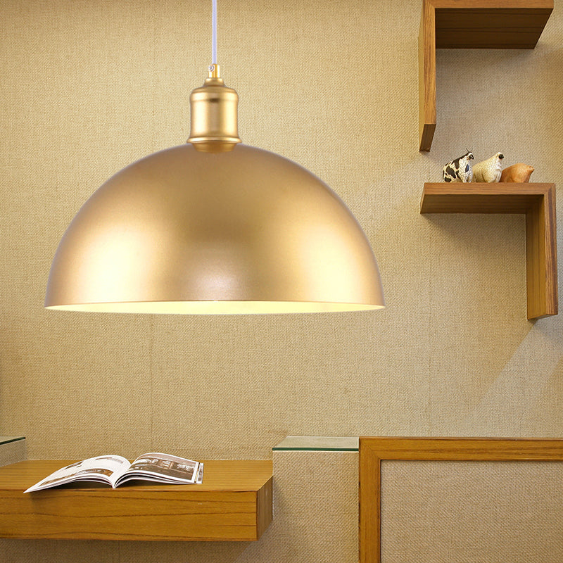 Hanglampe Industriekuppel 1 Leichte Metallhöhe verstellbare Anhängerbeleuchtung in Gold für Schlafzimmer, 12 "/16" Dia