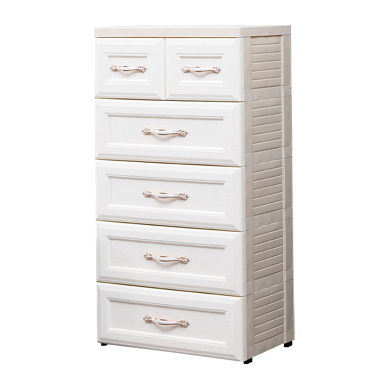 Contemporary Vertical Kids Nightstand 6 Drawers Plastic Nursery Dresser for Home