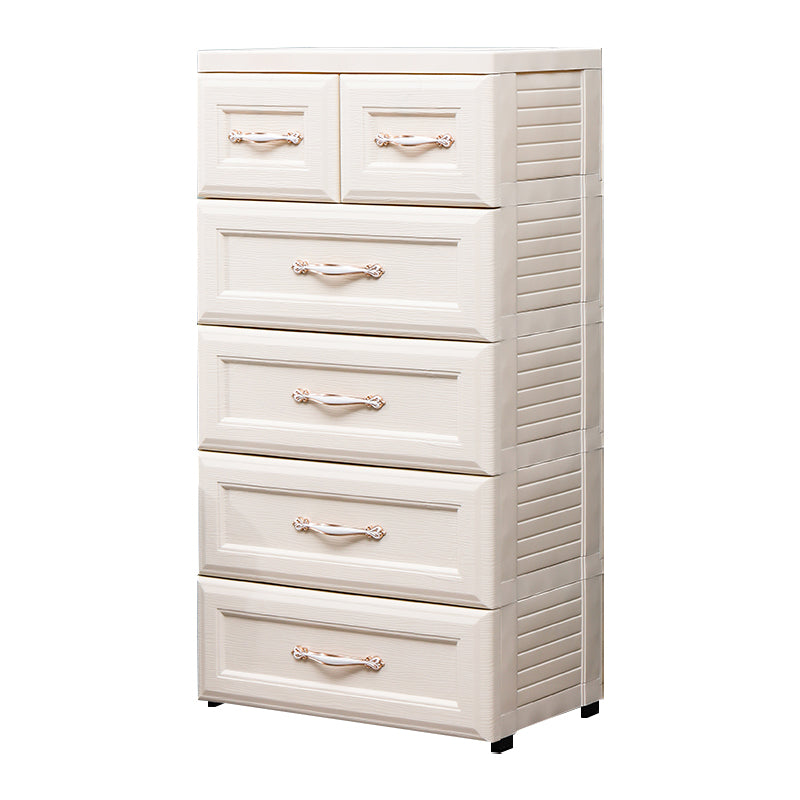 Contemporary Vertical Kids Nightstand 6 Drawers Plastic Nursery Dresser for Home