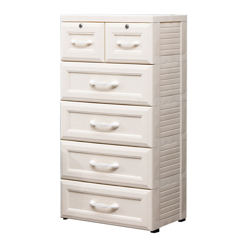 Contemporary Vertical Kids Nightstand 6 Drawers Plastic Nursery Dresser for Home