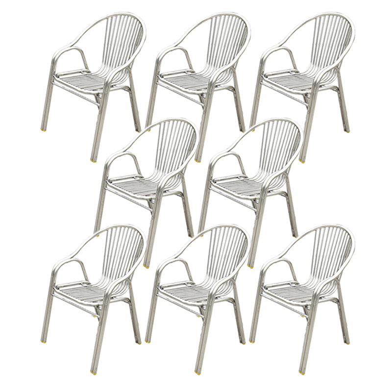 Silver Outdoor Bistro Chairs Metal Stacking Outdoors Dining Chairs
