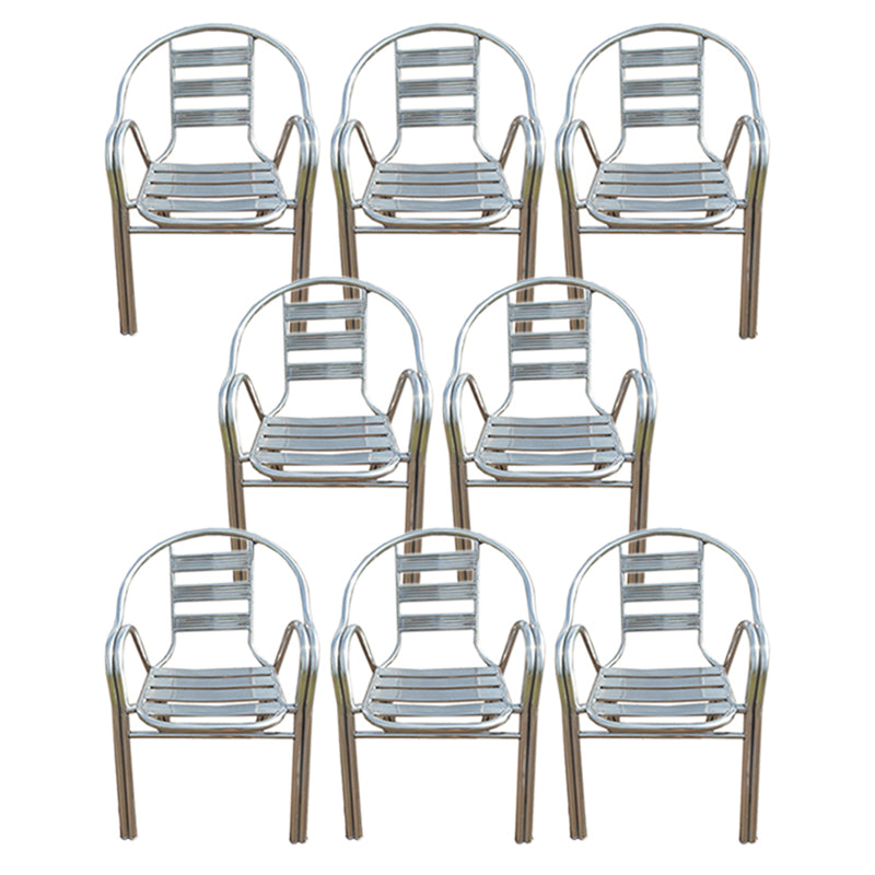 Silver Outdoor Bistro Chairs Metal Stacking Outdoors Dining Chairs