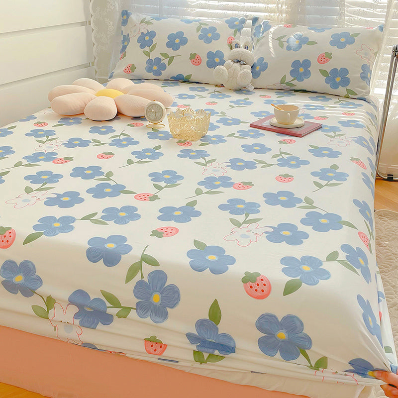 Cartoon Print Sheets Cotton Fade Resistant Non-Pilling Soft Bed Sheet Set