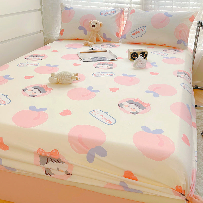 Cartoon Print Sheets Cotton Fade Resistant Non-Pilling Soft Bed Sheet Set