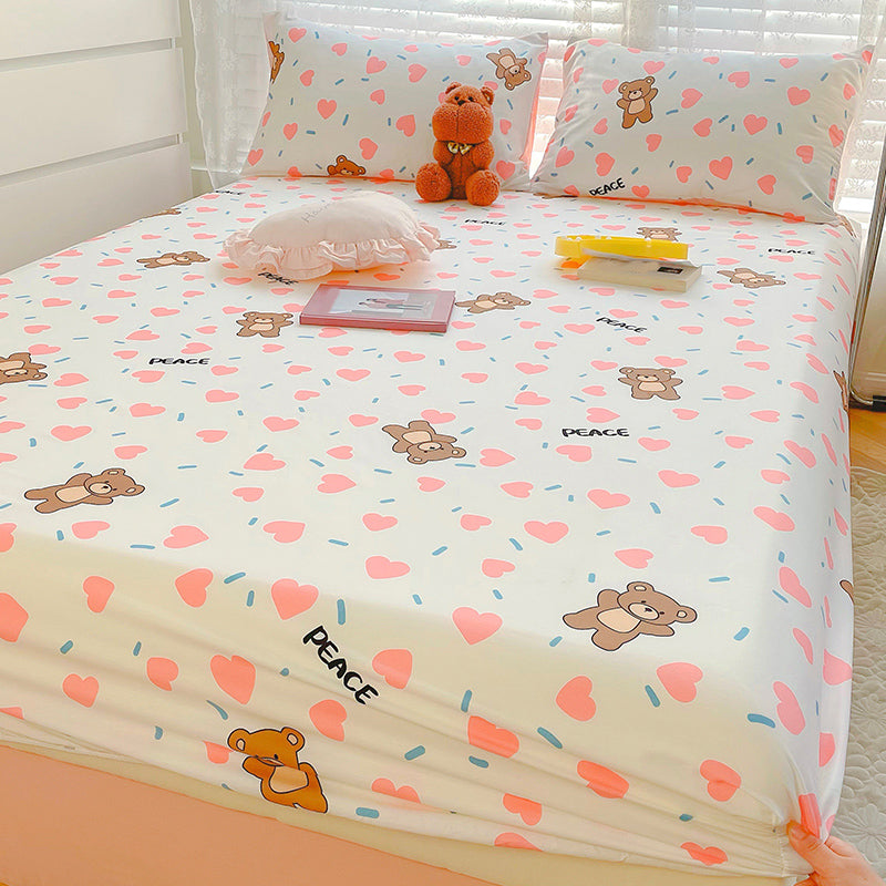 Cartoon Print Sheets Cotton Fade Resistant Non-Pilling Soft Bed Sheet Set