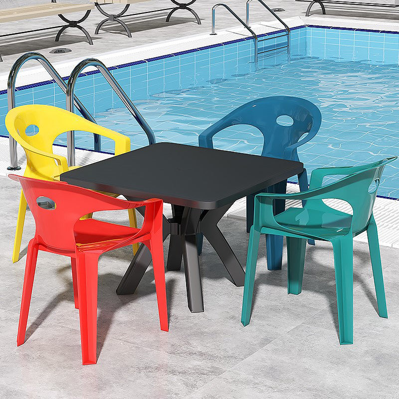 Modern Water Resistant Dining Table Plastic Square Patio Table