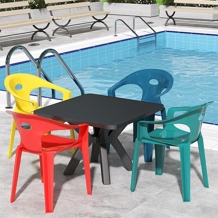 Modern Water Resistant Dining Table Plastic Square Patio Table