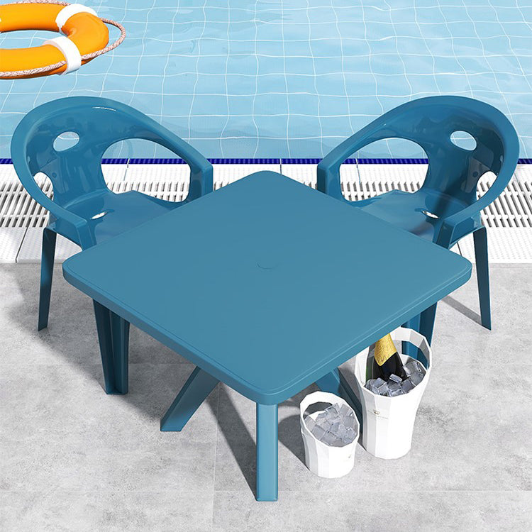 Modern Water Resistant Dining Table Plastic Square Patio Table