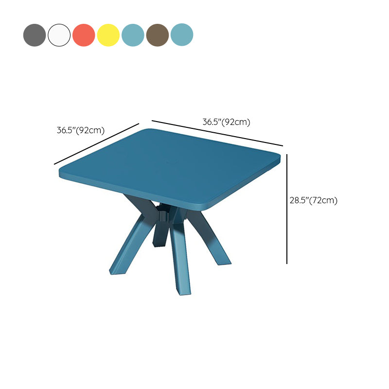 Modern Water Resistant Dining Table Plastic Square Patio Table