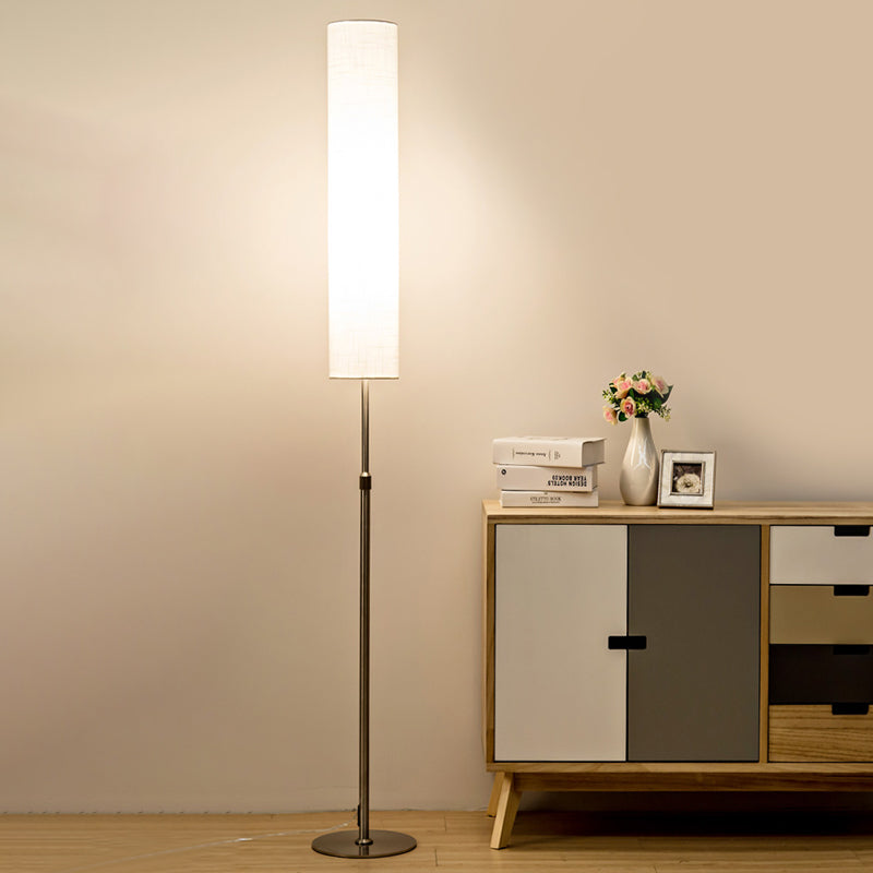 Zylinder Wohnzimmer Boden les leichter Stoff 1-Licht minimalistische Bodenständer Lampe in Weiß