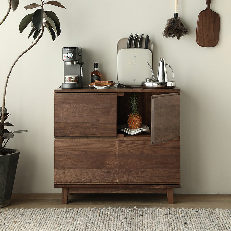 Glam Buffet Table Solid Wood Sideboard Table with Doors for Dining Room