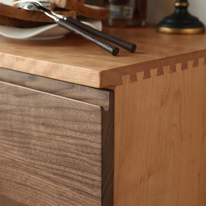 Glam Buffet Table Solid Wood Sideboard Table with Doors for Dining Room