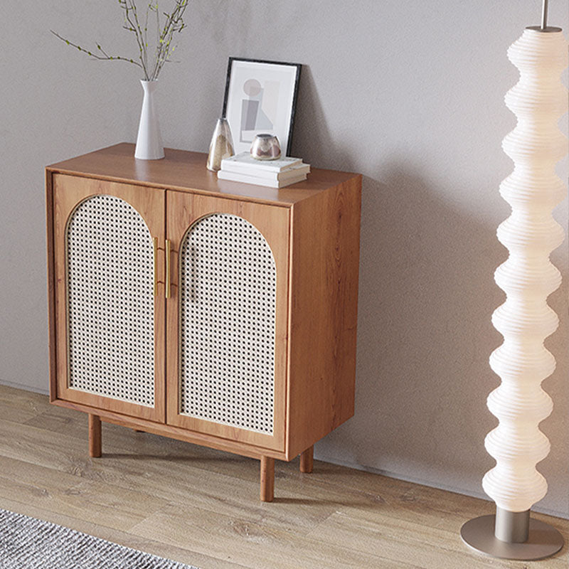 Modern Style Brown Wicker Sideboard Solid Wood Buffet Table for Dining Room