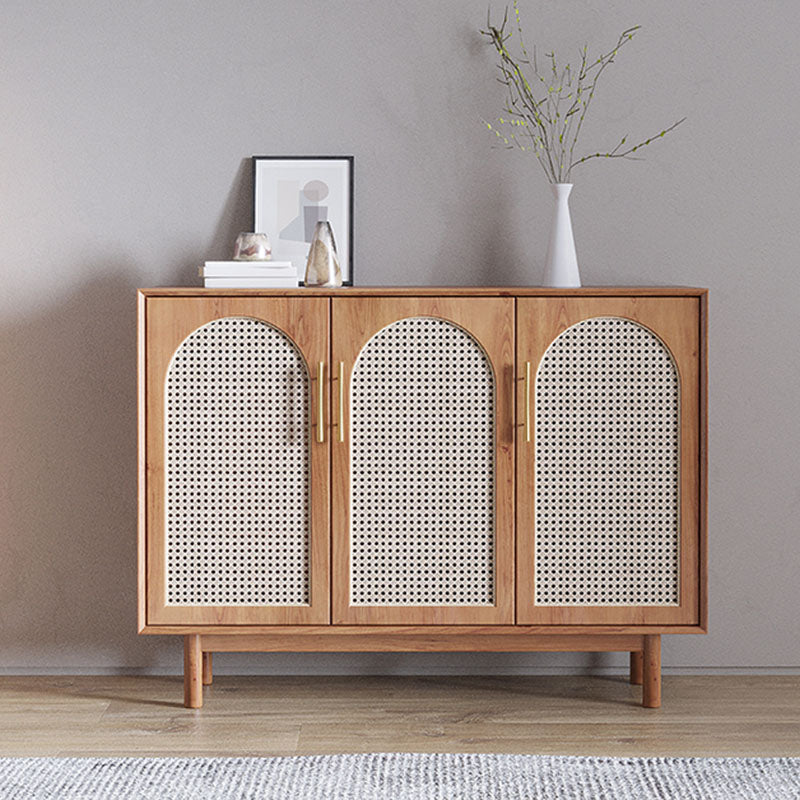 Modern Style Brown Wicker Sideboard Solid Wood Buffet Table for Dining Room