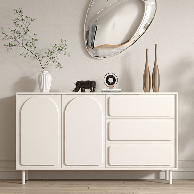 Modern Rectangular White Buffet Sideboard Engineered Wood Dining Server