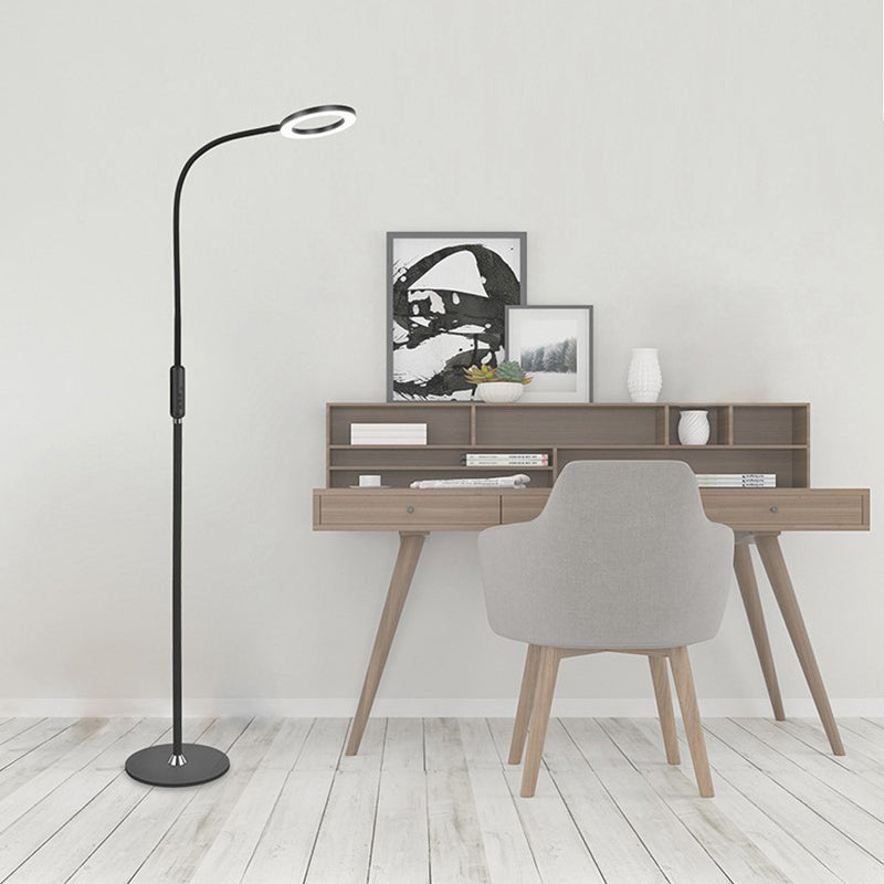 Metalen lus vloer staande lamp Modernist Wit/zwart gebogen LED -vloerlicht voor woonkamer