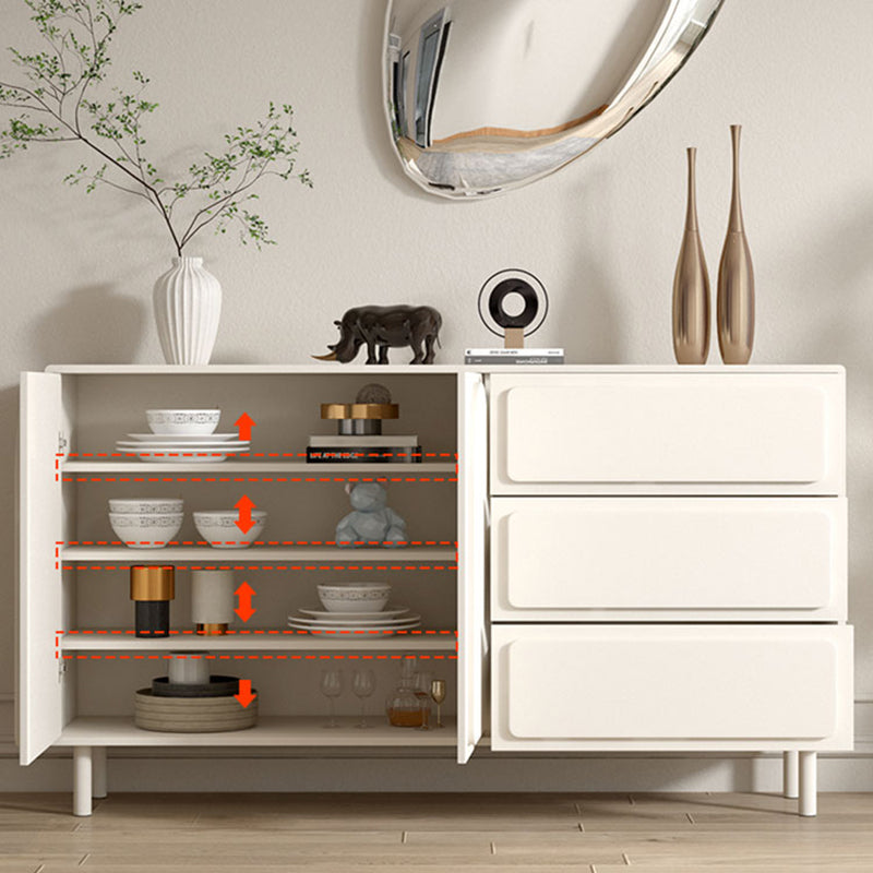 Modern Rectangular White Buffet Sideboard Engineered Wood Dining Server