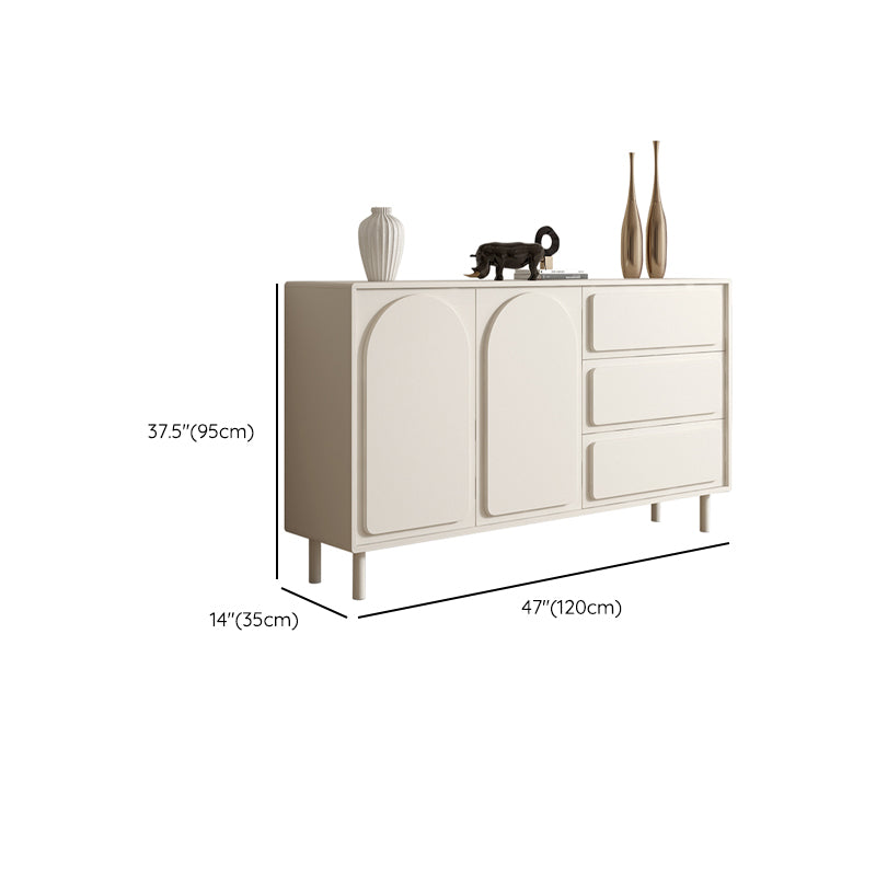 Modern Rectangular White Buffet Sideboard Engineered Wood Dining Server