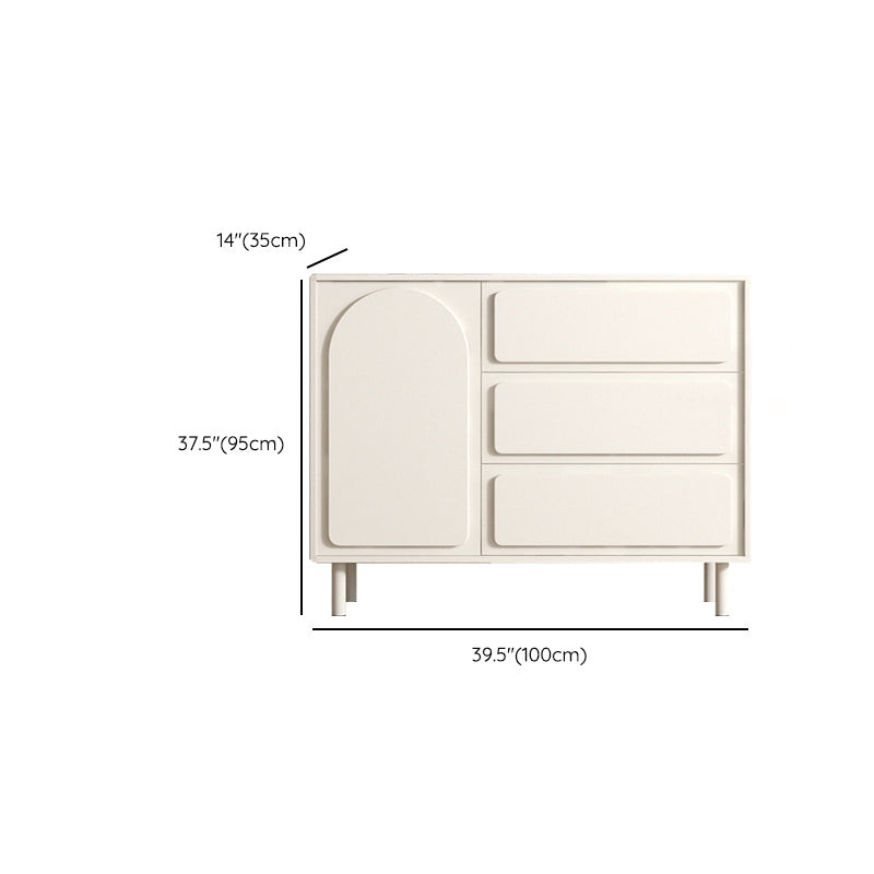 Modern Rectangular White Buffet Sideboard Engineered Wood Dining Server