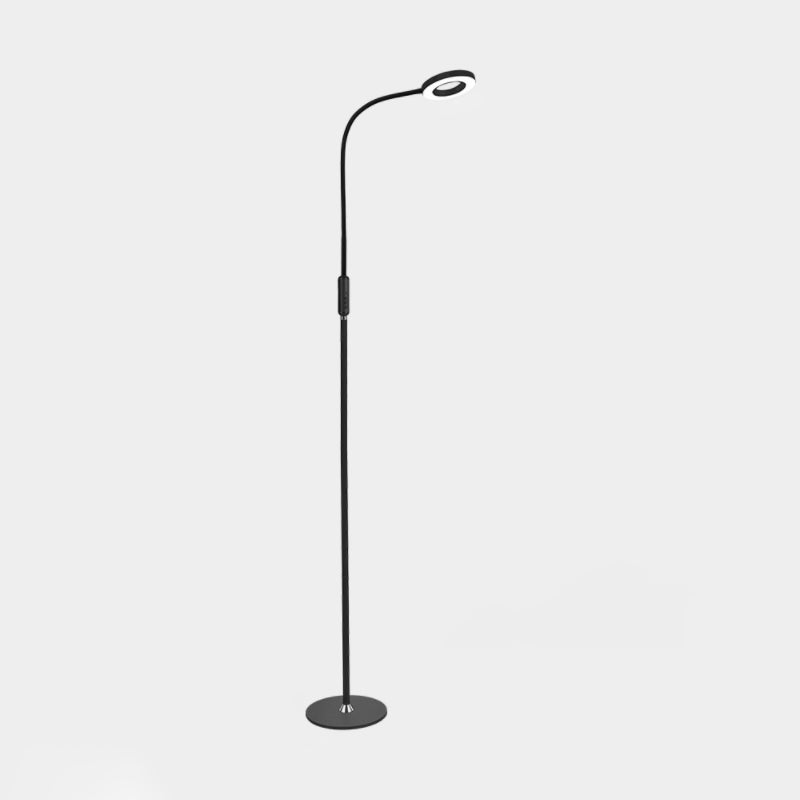 Metal Loop Floor Standing Lamp Modernist White/Black Curved LED Floor Light for Living Room