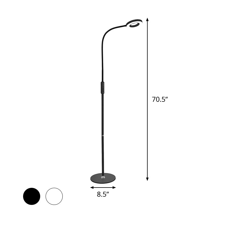 Metalen lus vloer staande lamp Modernist Wit/zwart gebogen LED -vloerlicht voor woonkamer