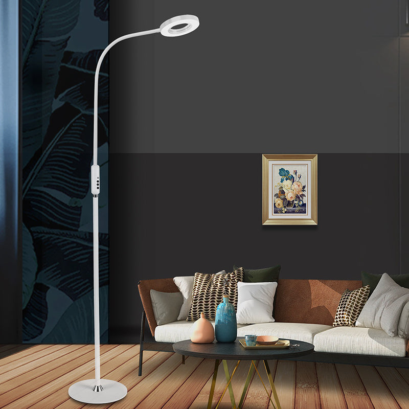 Metal Loop Floor Standing Lamp Modernist White/Black Curved LED Floor Light for Living Room