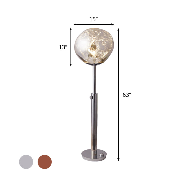 Chrome/Rose Gold Lava-Like Floor Stand Light Designer LED Acrylic Reading Floor Lamp with Expansion Bar