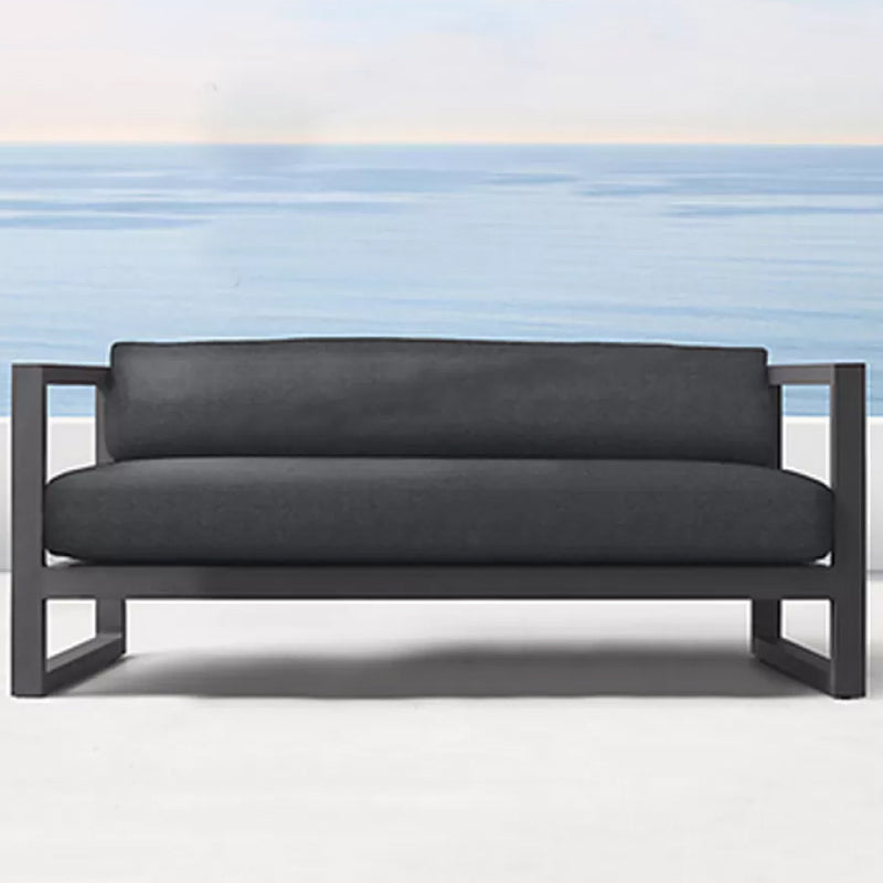 Modern & Contemporary Outdoor Loveseat UV Resistant Gray Fabric Cushion