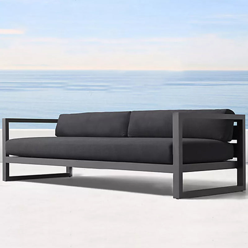 Modern & Contemporary Outdoor Loveseat UV Resistant Gray Fabric Cushion