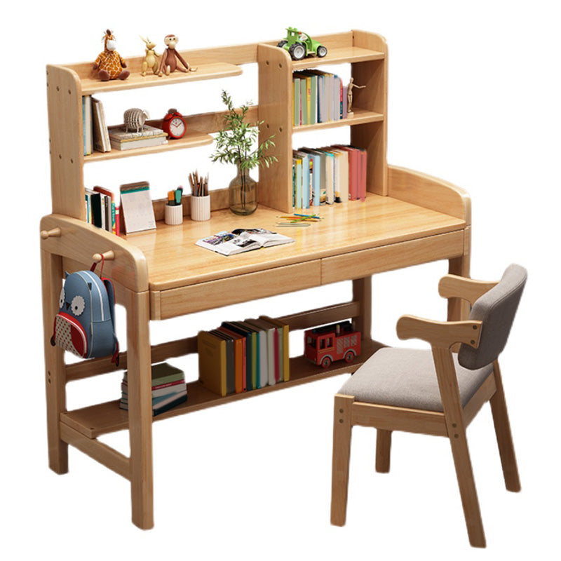 21.7" Width Kids Desks with with Bookshelf Solid Wood Child Desks Writing Desk